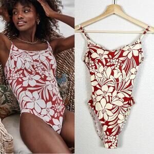 Summersalt Womens The Classic One Piece‎ Swimsuit in Red Floral Print Size 2